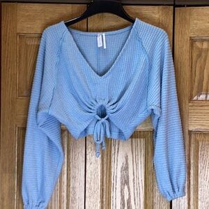 Out from under urban outfitters waffle knit cropped top. Light blue